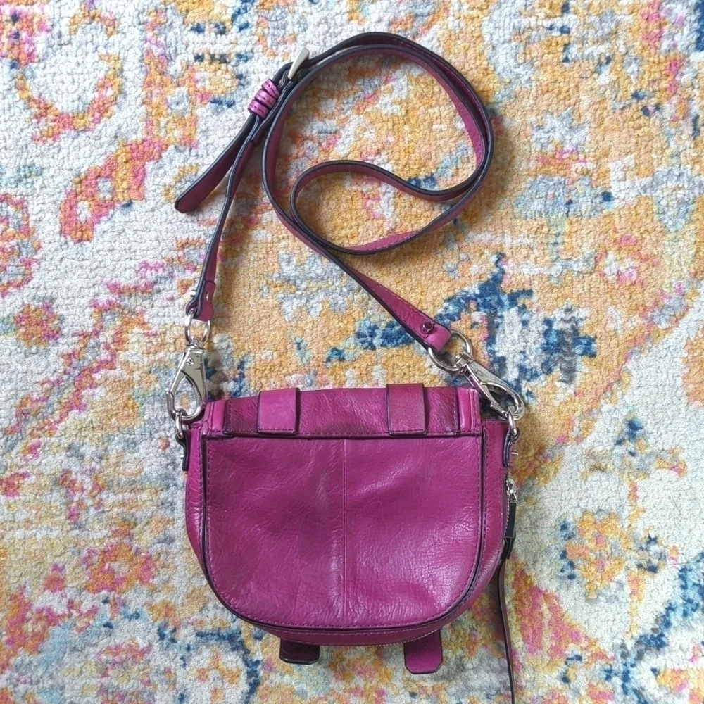 She + Lo Unchartered Leather Mini Crossbody Saddle Bag Plum Purple - Picture 14 of 16